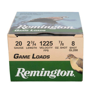 Remington Game Load 20 Gauge 2-3/4in #8 7/8oz Upland Shotshells - 25 Rounds