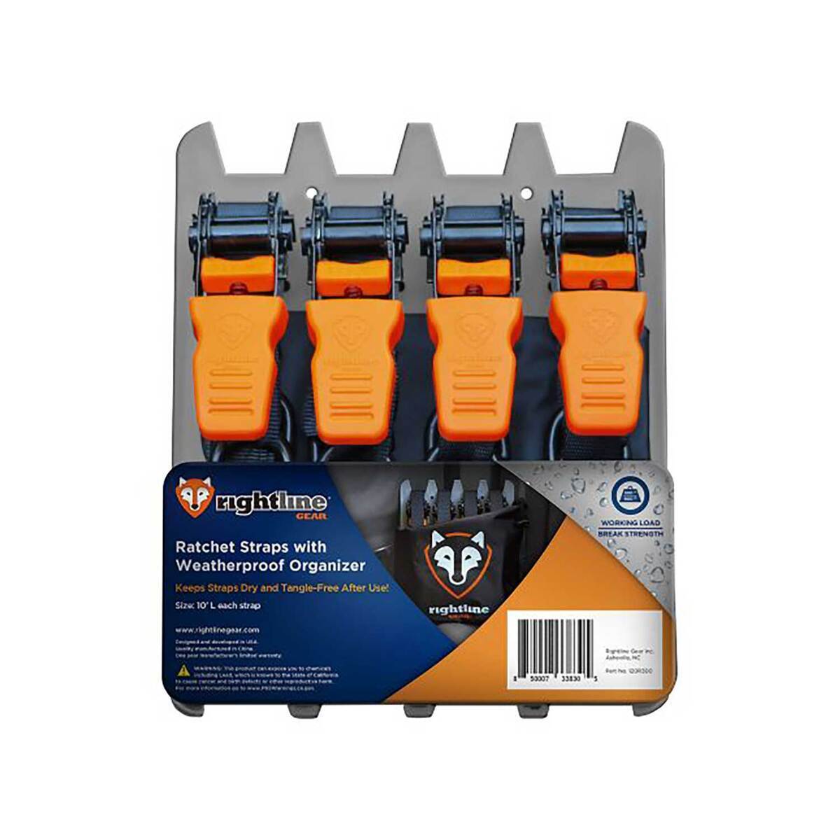Rightline Gear Ratchet Straps with Weatherproof Organizer - 10ft - Black Rightline Gear Ratchet Straps with Weatherproof Organizer - 10ft - Black