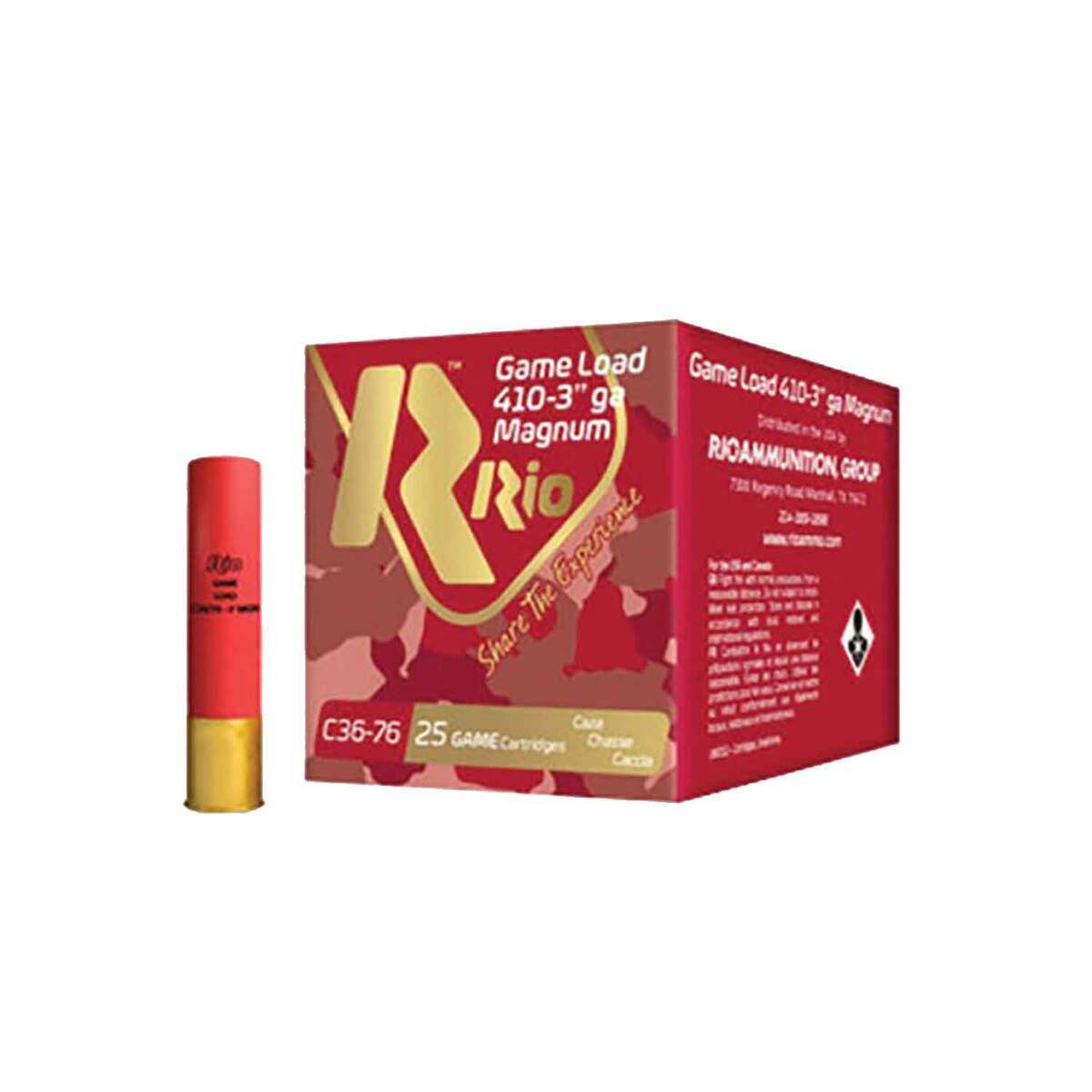 Rio Ammunition Game Load 410 Gauge 3in #6 11/16oz Upland Shotshells ...