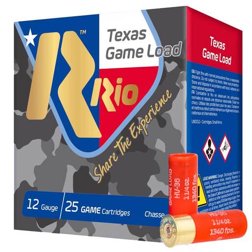 Rio Ammunition High Velocity Texas Game Load 12 Gauge 2-3/4in #6 1-1/4oz Shotshells – 25 Rounds – #6