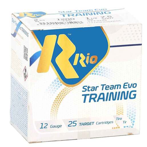 Rio Ammunition Star Team Evo Training 12 Gauge 2-3/4in #7.5 1-1/8oz Target Shotshells Ammo - 25 Rounds Ammo - #7.5 25 Rounds - #7.5 Ammo