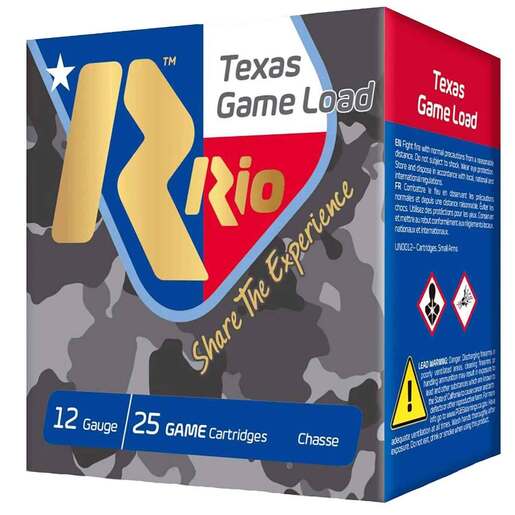 Rio Ammunition Texas Game Load HV 12 Gauge 2-3/4in #6 1-1/4oz Upland Shotshells – 25 Rounds – #6