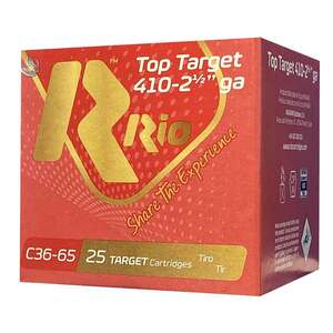 Rio Ammunition Top Target 410 Gauge 2-1/2in #7.5 1/2oz Target Shotshells - 25 Rounds Rio Ammunition Top Target 410 Gauge 2-1/2in #7.5 1/2oz Target Shotshells - 25 Rounds