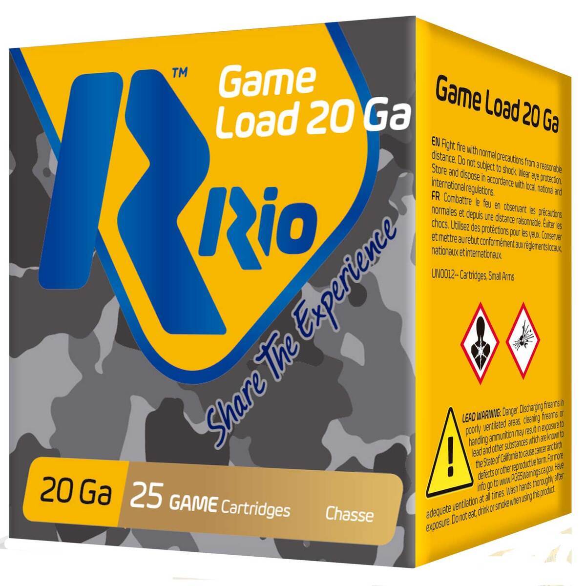 Rio Game Load 20 Gauge 2-3/4in #8 1oz Upland Shotshells - 25 Rounds Rio Game Load 20 Gauge 2-3/4in #8 1oz Upland Shotshells - 25 Rounds