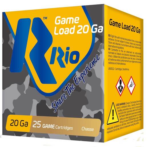 Rio Game Load 20 Gauge 2-3/4in #8 1oz Upland Shotshells – 25 Rounds – #8