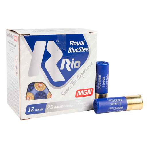 Rio Royal Blue Steel 12 Gauge 3in #4 1-1/4oz Waterfowl Shotshells – 25 Rounds – #4