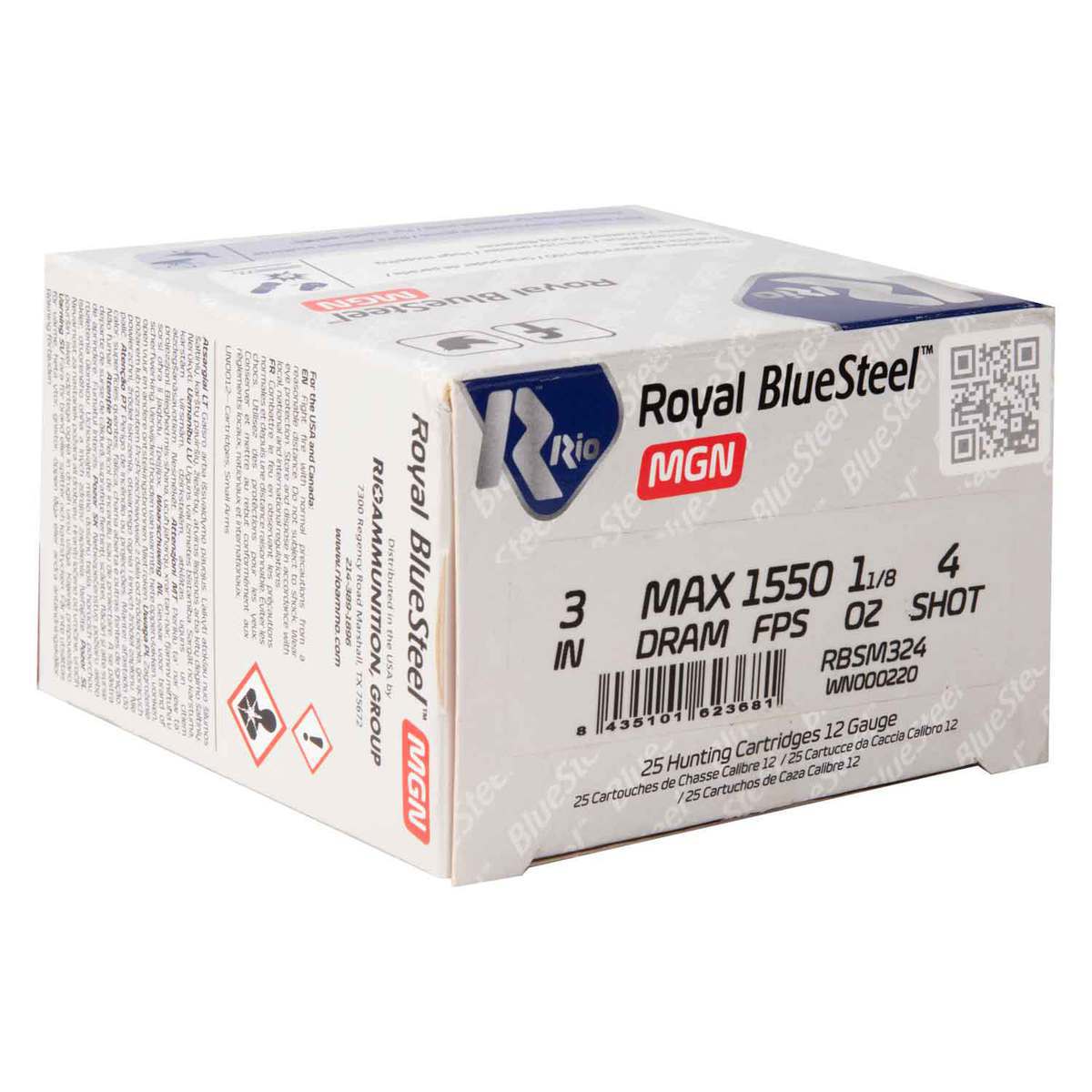 Rio Royal Blue Steel 12 Gauge 3in #4 1-1/8oz Waterfowl Shotshells - 25 Rounds Rio Royal Blue Steel 12 Gauge 3in #4 1-1/8oz Waterfowl Shotshells - 25 Rounds