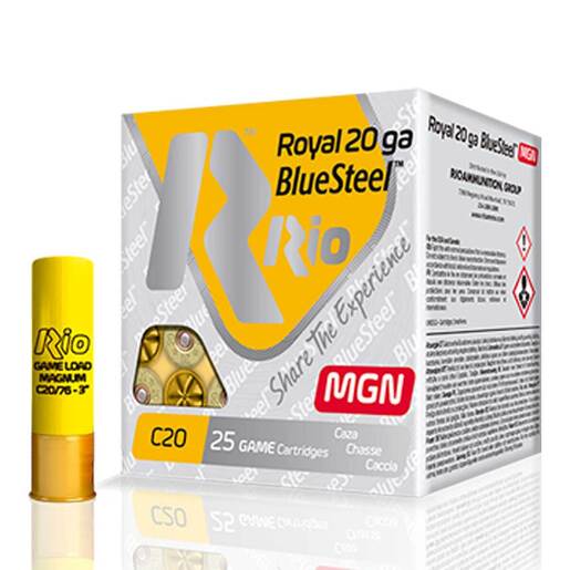 Rio Royal Blue Steel 20 Gauge 3in #4 1oz Shotshells Ammo - 25 Rounds Ammo - #4 25 Rounds - #4 Ammo