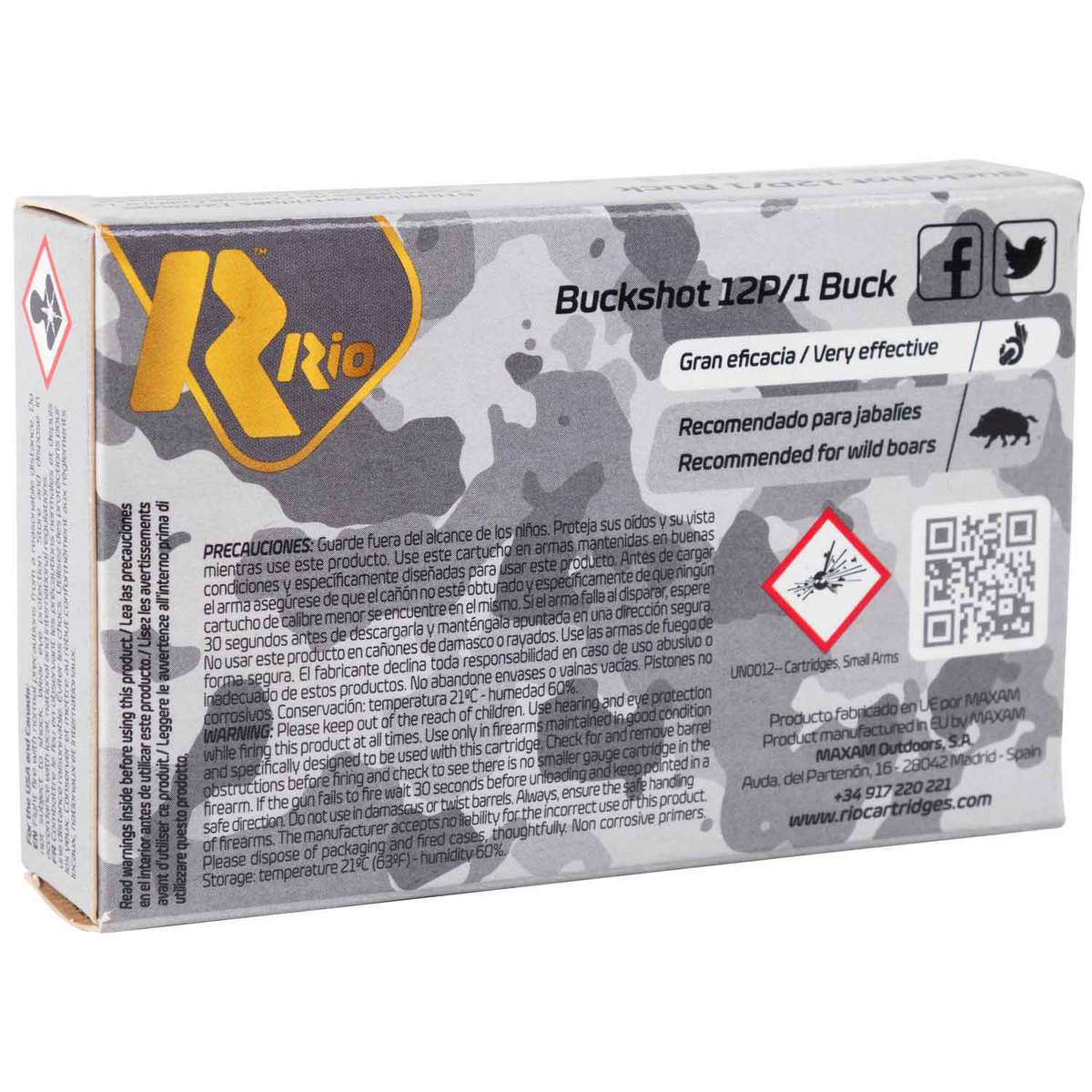 RIO Royal Buck 12 Pellet 12 Gauge 2-3/4in #1 Buckshot Shotshells - 5 Rounds RIO Royal Buck 12 Pellet 12 Gauge 2-3/4in #1 Buckshot Shotshells - 5 Rounds