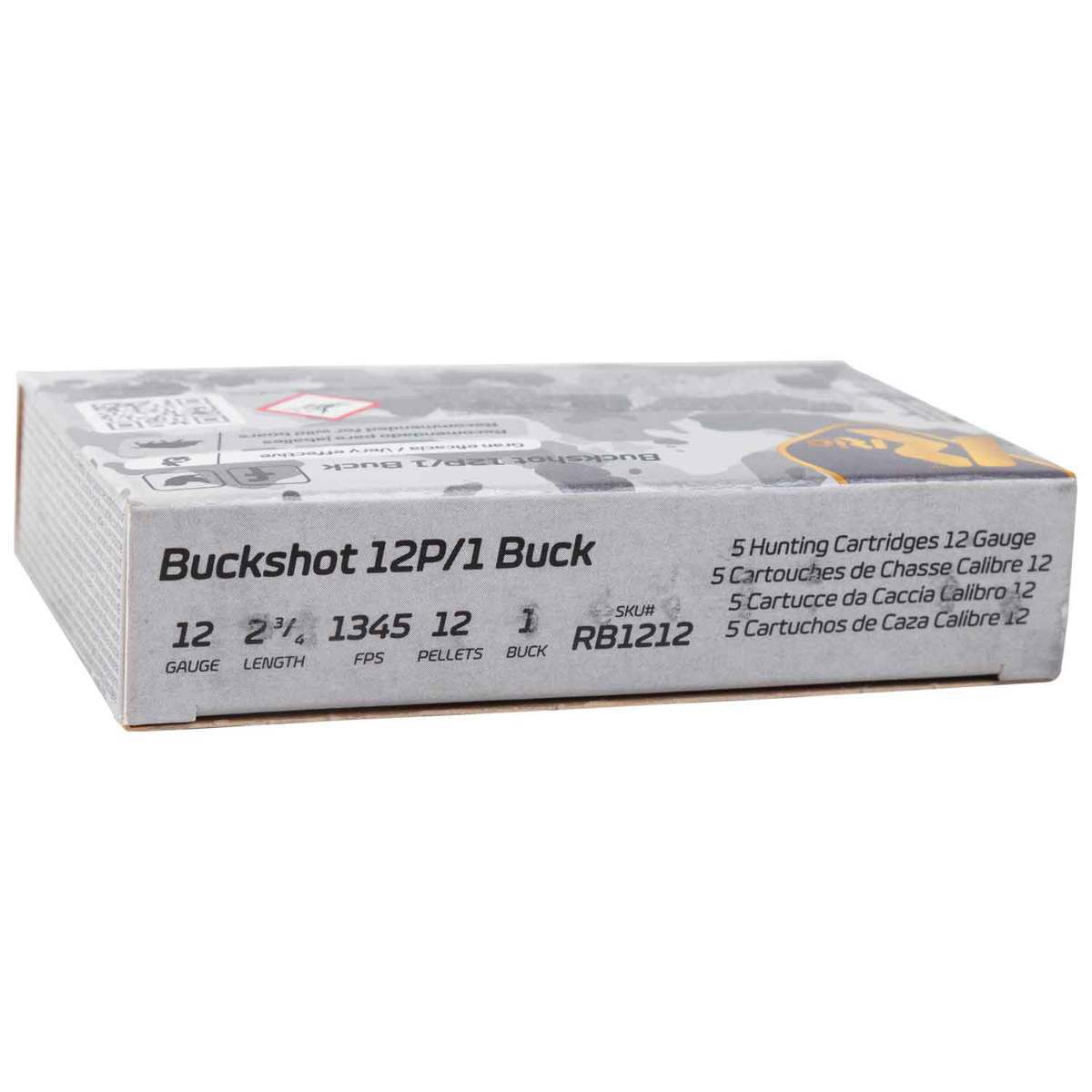 RIO Royal Buck 12 Pellet 12 Gauge 2-3/4in #1 Buckshot Shotshells - 5 Rounds RIO Royal Buck 12 Pellet 12 Gauge 2-3/4in #1 Buckshot Shotshells - 5 Rounds