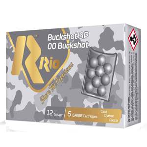 Rio Royal Buck 12 Gauge 2-3/4in 9 Pellet 00 Buck Shotgun Shells - 5 Rounds Rio Royal Buck 12 Gauge 2-3/4in 9 Pellet 00 Buck Shotgun Shells - 5 Rounds