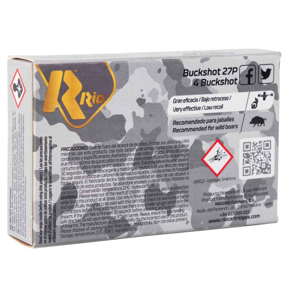 RIO Royal Buck 27 Pellet 12 Gauge 2-3/4in #4 Buckshot Shotshells - 5 Rounds RIO Royal Buck 27 Pellet 12 Gauge 2-3/4in #4 Buckshot Shotshells - 5 Rounds