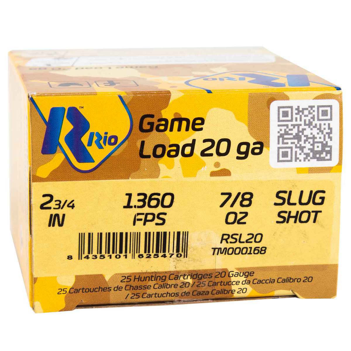 RIO Royal Star 20 Gauge 2-3/4in 7/8oz Slug Shotshell - 25 Rounds RIO Royal Star 20 Gauge 2-3/4in 7/8oz Slug Shotshell - 25 Rounds