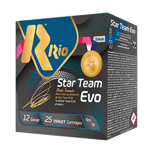 Rio Star Team Evo 12 Gauge 2-3/4in #8 1oz Target Shotshells – 25 Rounds – 8