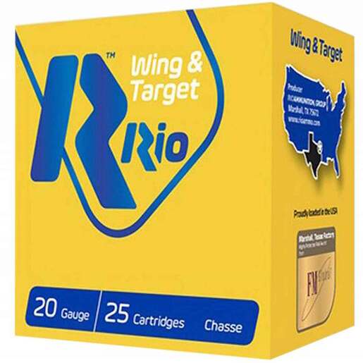 Rio Wing & Target 20 Gauge 2-3/4in #7.5 7/8oz Target Shotshells – 25 Rounds – #7.5