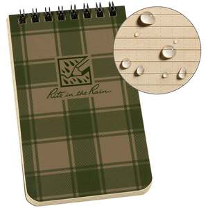 Rite in the Rain 3in x 5in Top Spiral Notebook - Tan/Green Plaid