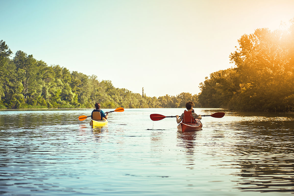 Kayaks on the river