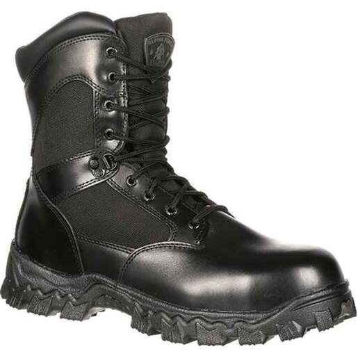 Rocky Men's Alpha Force Zipper Public Service Waterproof 8in Work Boots - Black 6