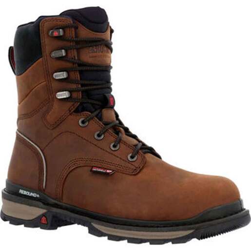 Rocky Men's Rams Horn Composite Toe Waterproof 8in Work Boots - Brown 11