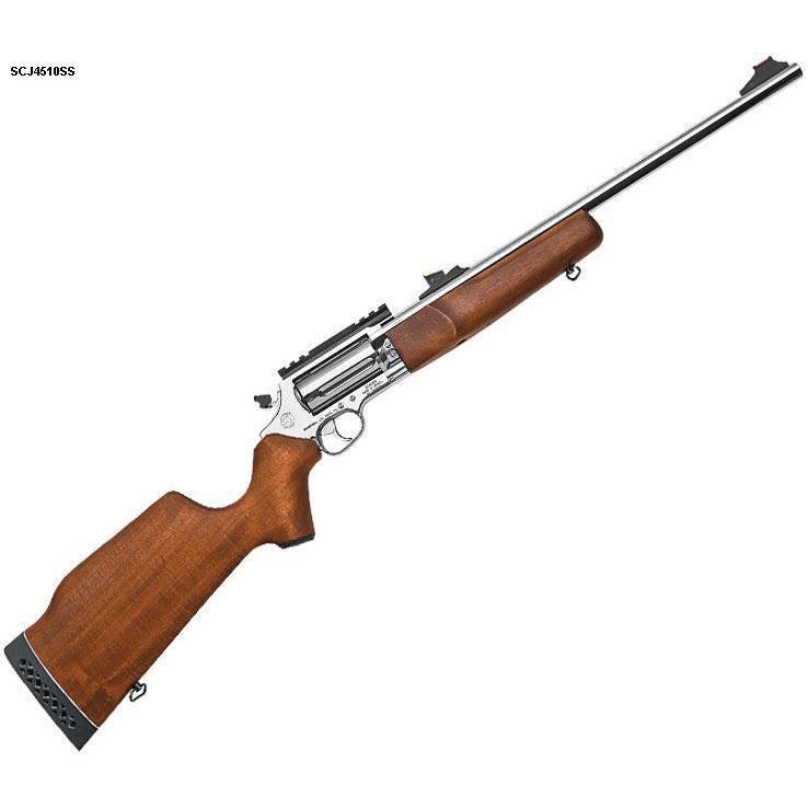 Rossi Circuit Judge Polished Stainless Revolver Rifle - 45 (Long) Colt - 18.5in - Brown Rossi Circuit Judge Polished Stainless Revolver Rifle - 45 (Long) Colt - 18.5in - Brown