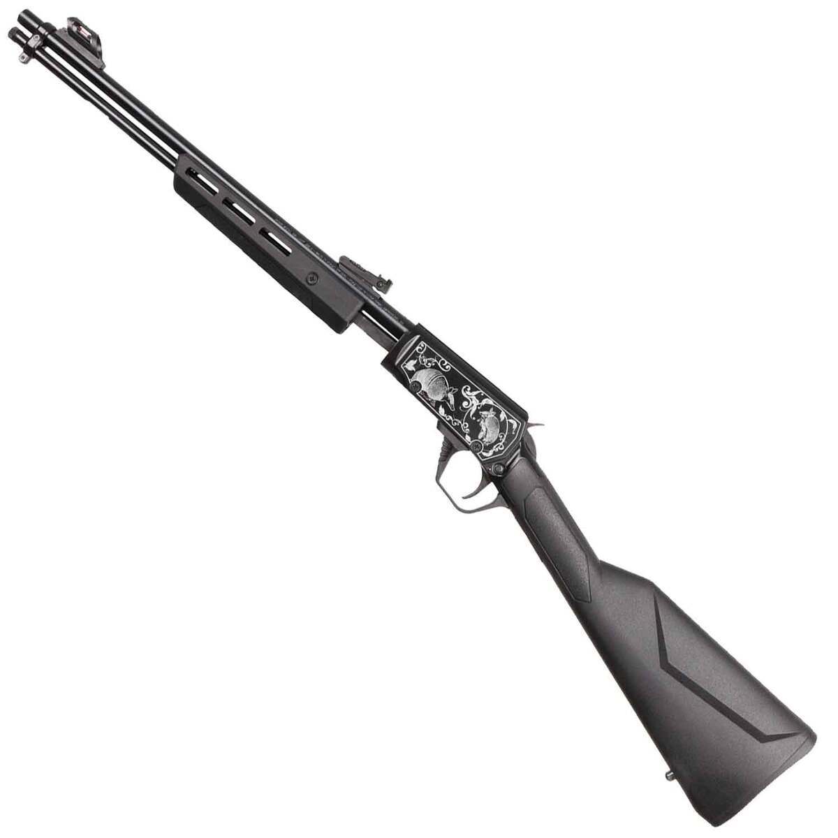 Rossi Gallery Polished Black Oxide Armadillo Engraved Pump Action Rifle - 22 Long Rifle - 18in - Black Rossi Gallery Polished Black Oxide Armadillo Engraved Pump Action Rifle - 22 Long Rifle - 18in - Black
