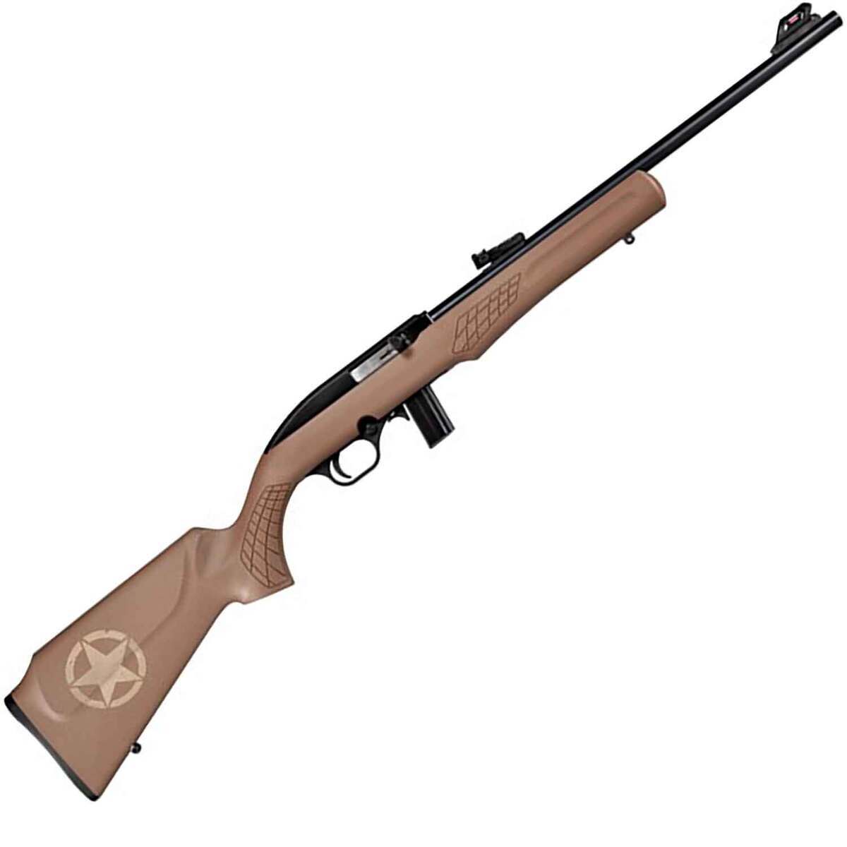 Rossi RS22 Flat Dark Earth Star Semi Automatic Rifle - 22 Long Rifle - 18in - Tan Rossi RS22 Flat Dark Earth Star Semi Automatic Rifle - 22 Long Rifle - 18in - Tan