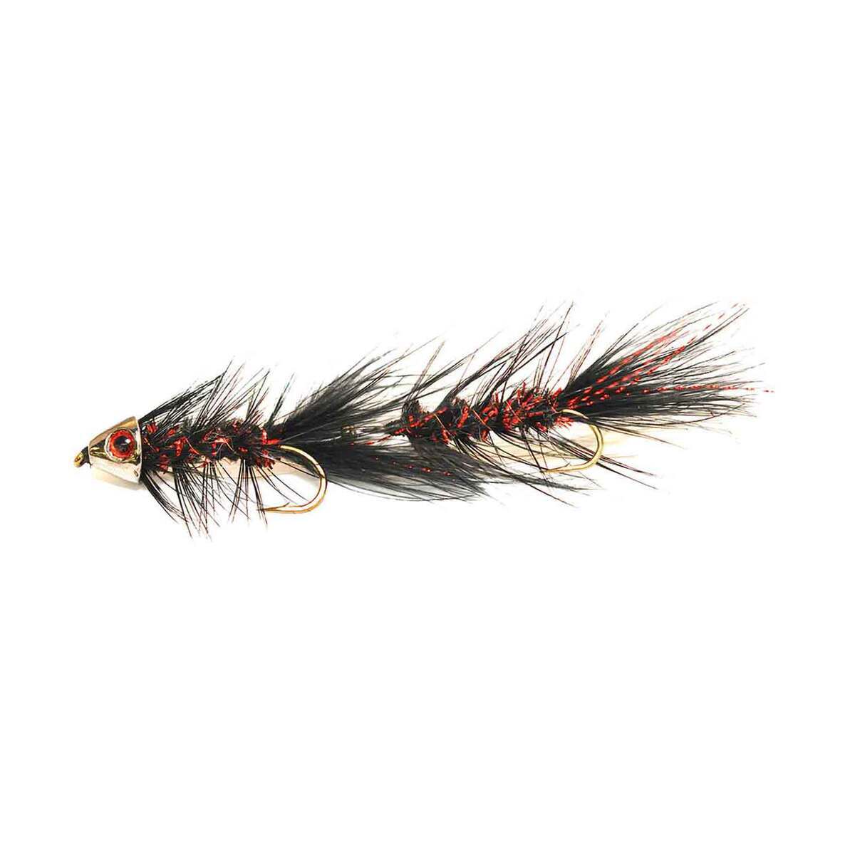 RoundRocks Articulated MH Bugger Streamer Fly - Black/Red, Size 8 - Black/Red 8 RoundRocks Articulated MH Bugger Streamer Fly - Black/Red, Size 8 - Black/Red 8