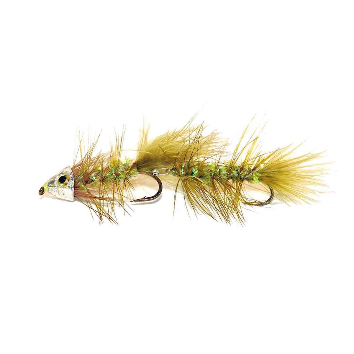 RoundRocks Articulated MH Bugger Streamer Fly - Olive Crystal, Size 8 - Olive Crystal 8 RoundRocks Articulated MH Bugger Streamer Fly - Olive Crystal, Size 8 - Olive Crystal 8