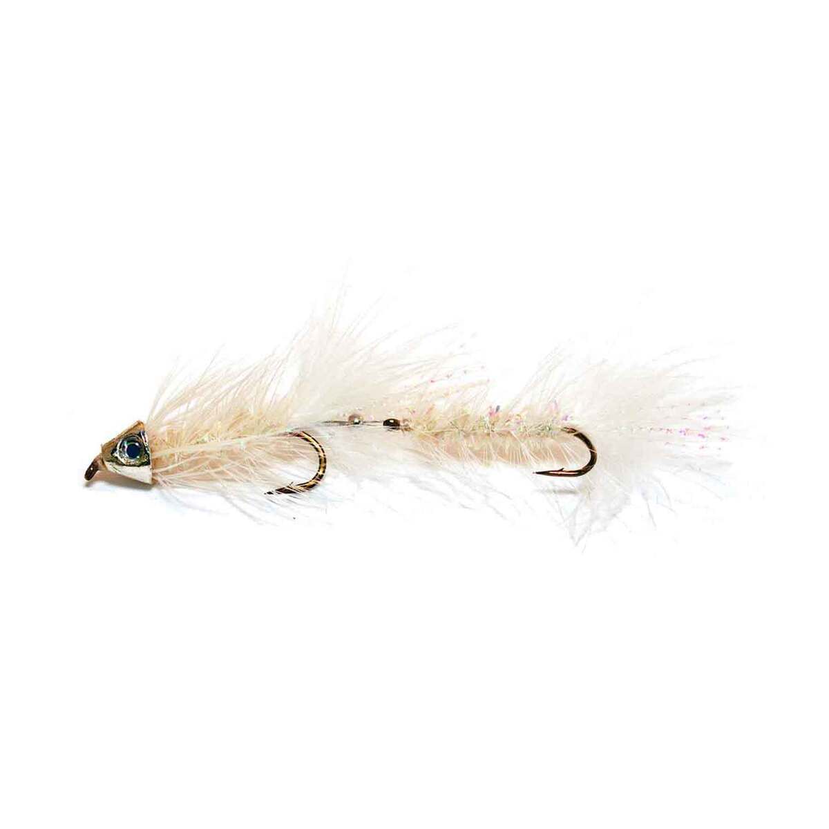 RoundRocks Articulated MH Bugger Streamer Fly - White Crystal, Size 8 - White Crystal 8 RoundRocks Articulated MH Bugger Streamer Fly - White Crystal, Size 8 - White Crystal 8