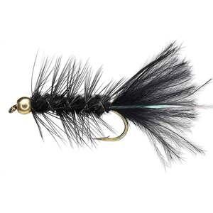 RoundRocks Bead Head Wooley Bugger Streamer Fly - Black, Size 6, 12Pk