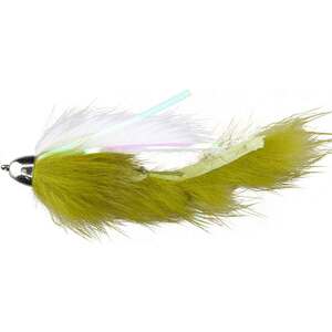 RoundRocks Llama Articulated Streamer Fly - Olive/White, Size 2, 1pk
