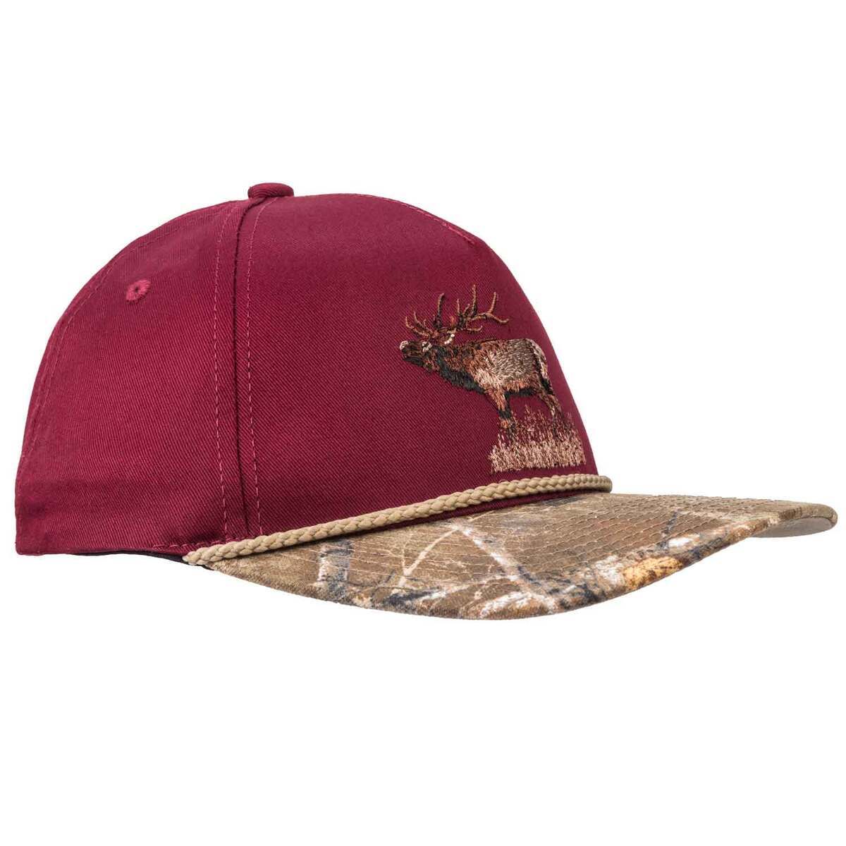 Rustic Ridge Unisex Bugling Elk Camo Adjustable Hat - Maroon/Realtree ...