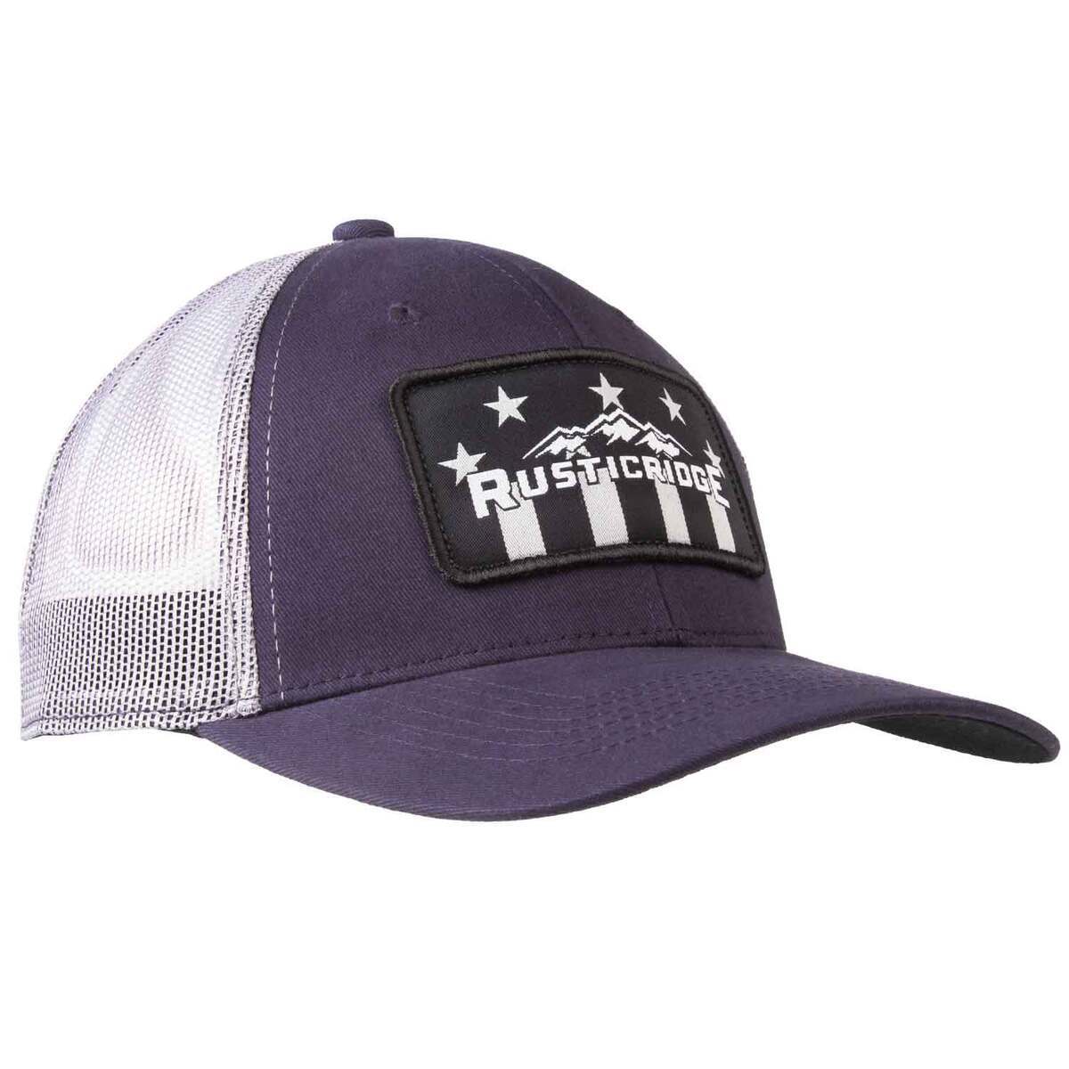 Rustic Ridge Flag Logo Patch Trucker Hat - Navy/Charcoal - One Size ...