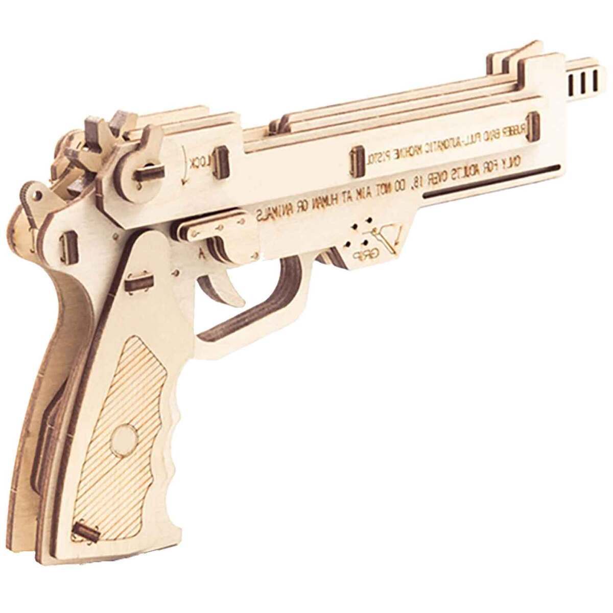 Caliber Gourmet Rubber Band Hand Gun Wood Puzzle - Tan 9.84 x 1.57 x 5.51in Caliber Gourmet Rubber Band Hand Gun Wood Puzzle - Tan 9.84 x 1.57 x 5.51in