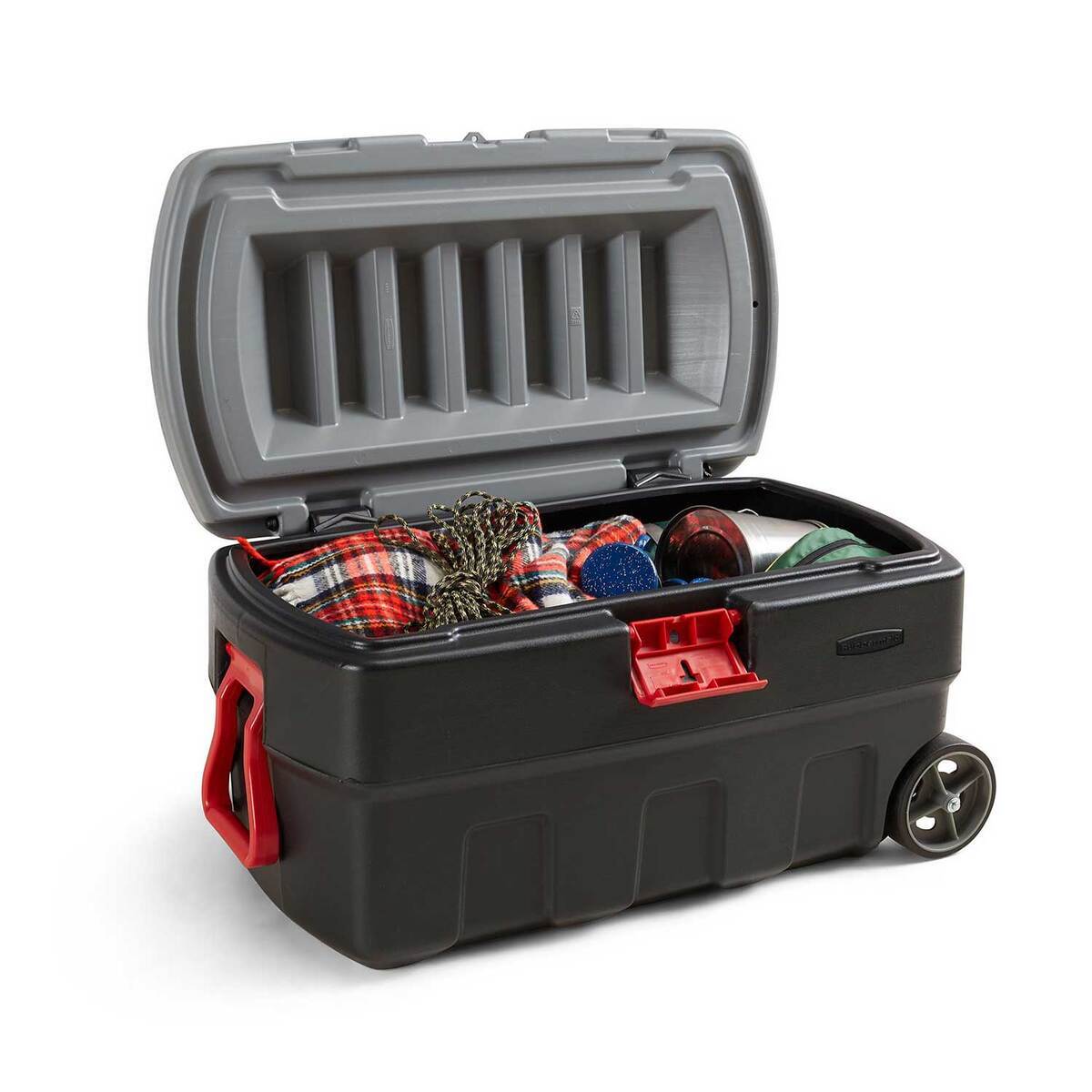 Rubbermaid Wheeled Action Packer 35 Gallon Lockable Storage Box - Black/Grey Rubbermaid Wheeled Action Packer 35 Gallon Lockable Storage Box - Black/Grey