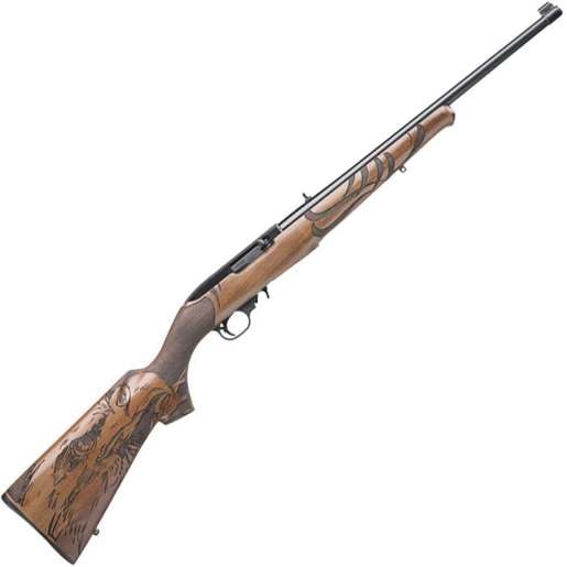Ruger 10/22 Sporter Satin Black/Engraved Eagle Semi Automatic Rifle - 22 Long Rifle - 18.5 - Brown image