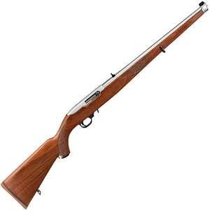 Ruger 10/22 Stainless Steel/Walnut Mannlicher Semi Automatic Rifle - 22 Long Rifle - 18.5in