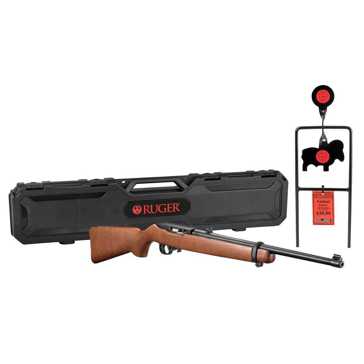 Ruger 10/22 Carbine w/ Spinner Target and Hard Case Black Semi Automatic Rifle - 22 Long Rifle Ruger 10/22 Carbine w/ Spinner Target and Hard Case Black Semi Automatic Rifle - 22 Long Rifle