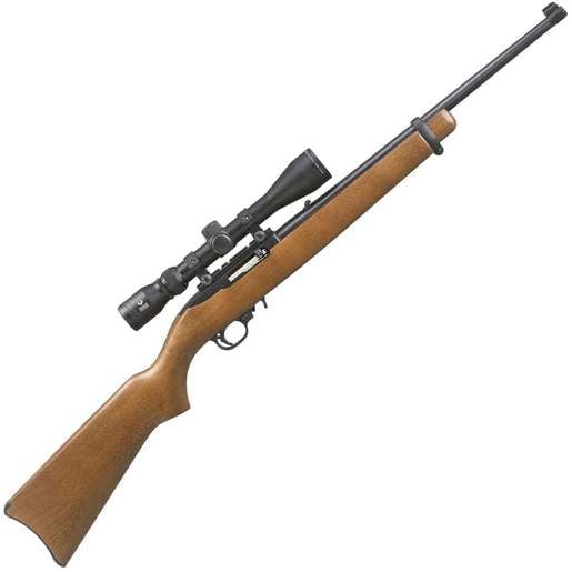 Ruger 10/22 Carbine with Viridian EON 3-9x40 Scope Hardwood Semi Automatic Rifle - 22 Long Rifle - 18.5in - Brown image