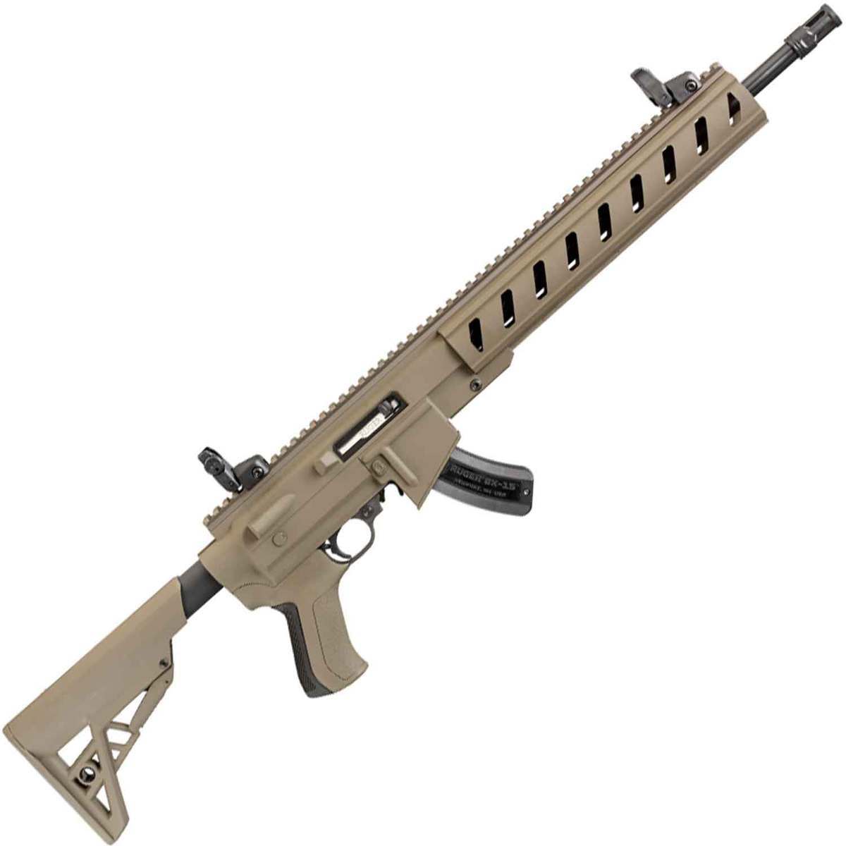 Ruger 10/22 Tactical 22 Long Rifle 16.12in Flat Dark Earth/Blued Semi Automatic Modern Sporting Rifle - 15+1 Rounds - Tan Ruger 10/22 Tactical 22 Long Rifle 16.12in Flat Dark Earth/Blued Semi Automatic Modern Sporting Rifle - 15+1 Rounds - Tan