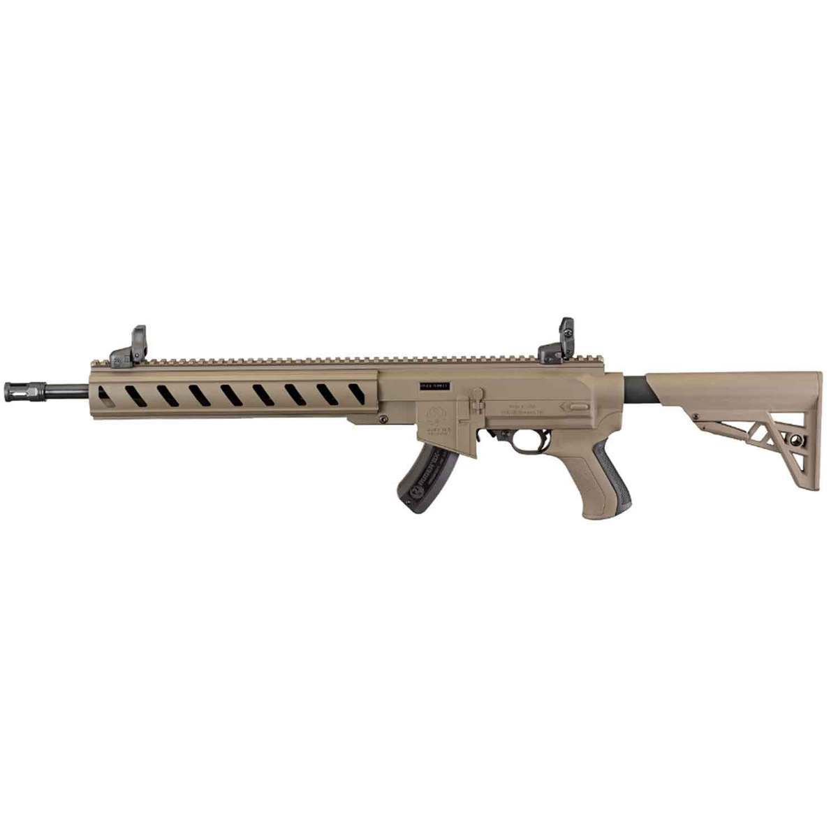 Ruger 10/22 Tactical 22 Long Rifle 16.12in Flat Dark Earth/Blued Semi Automatic Modern Sporting Rifle - 15+1 Rounds - Tan Ruger 10/22 Tactical 22 Long Rifle 16.12in Flat Dark Earth/Blued Semi Automatic Modern Sporting Rifle - 15+1 Rounds - Tan
