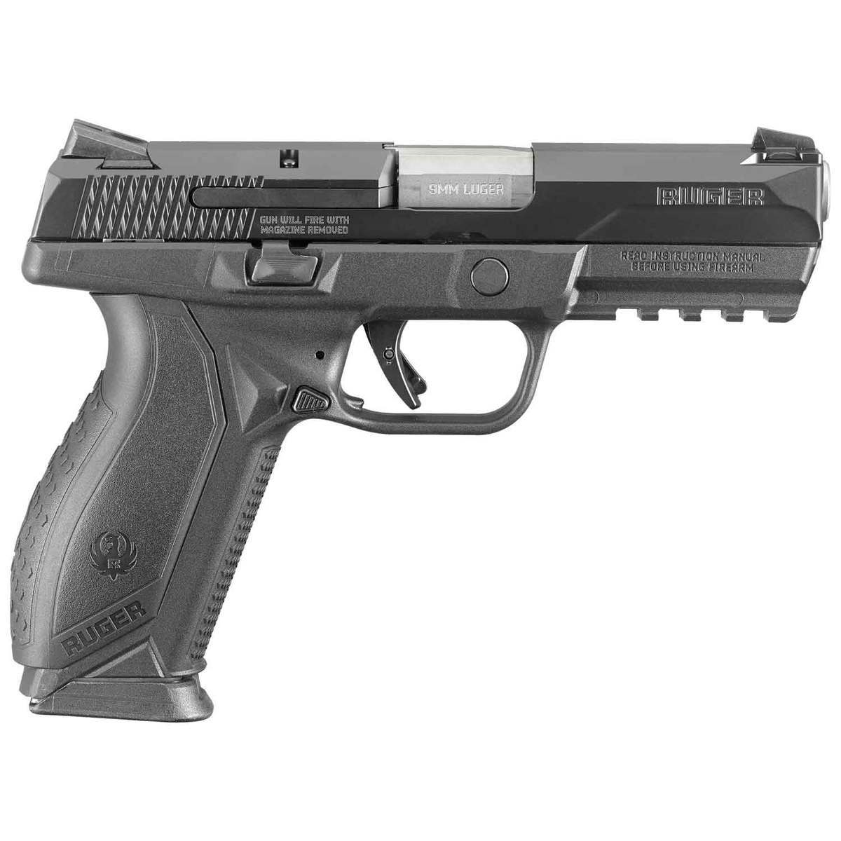Ruger American 9mm Luger +P 4.2in Black Pistol - 17+1 Rounds - Black Ruger American 9mm Luger +P 4.2in Black Pistol - 17+1 Rounds - Black