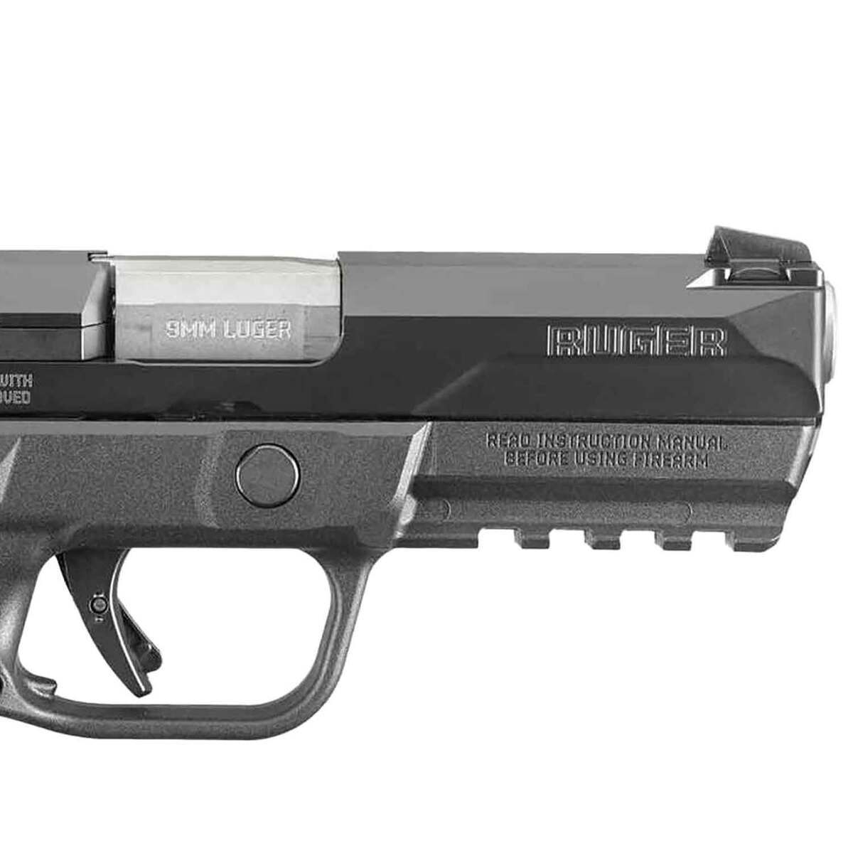 Ruger American 9mm Luger +P 4.2in Black Pistol - 17+1 Rounds - Black Ruger American 9mm Luger +P 4.2in Black Pistol - 17+1 Rounds - Black