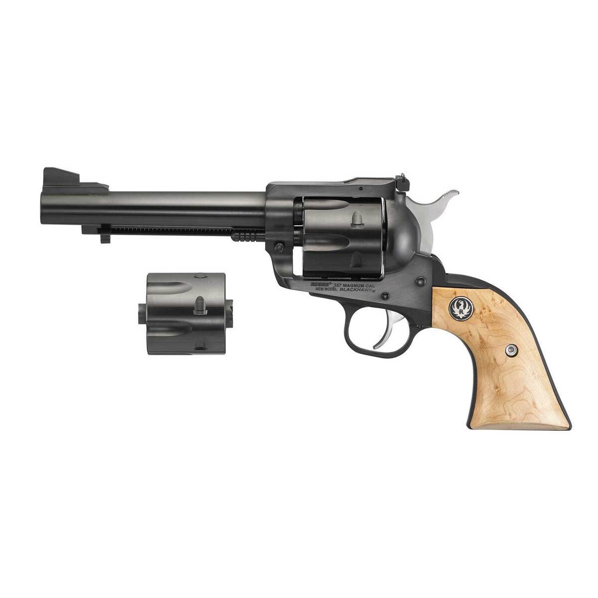 Ruger Blackhawk Convertible 357 Magnum/9mm 5.5in Maple/Blued Revolver - 6 Rounds Ruger Blackhawk Convertible 357 Magnum/9mm 5.5in Maple/Blued Revolver - 6 Rounds