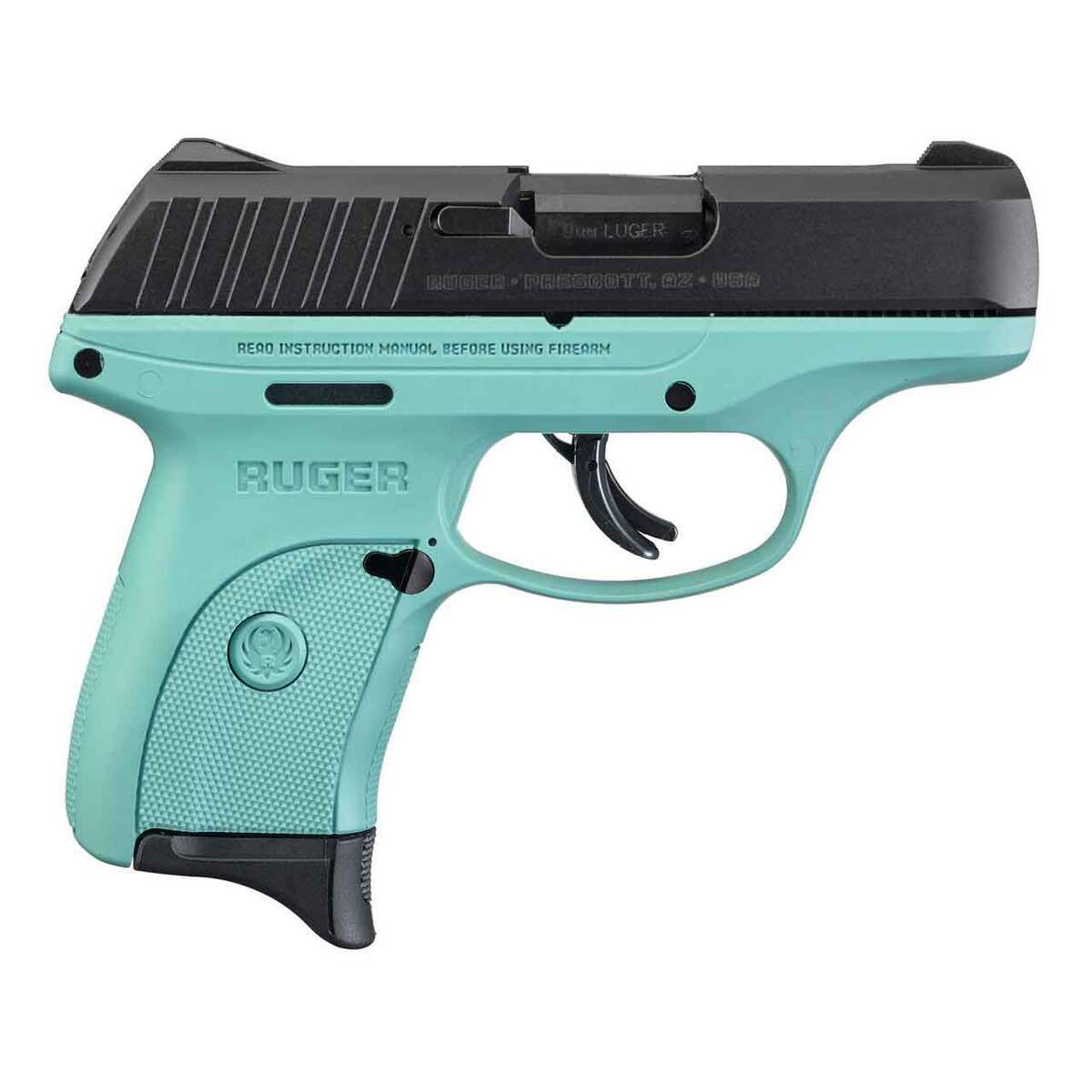 Ruger EC9s 9mm Luger 3.12in Black/Turquoise Pistol - 7+1 Rounds - Blue Ruger EC9s 9mm Luger 3.12in Black/Turquoise Pistol - 7+1 Rounds - Blue