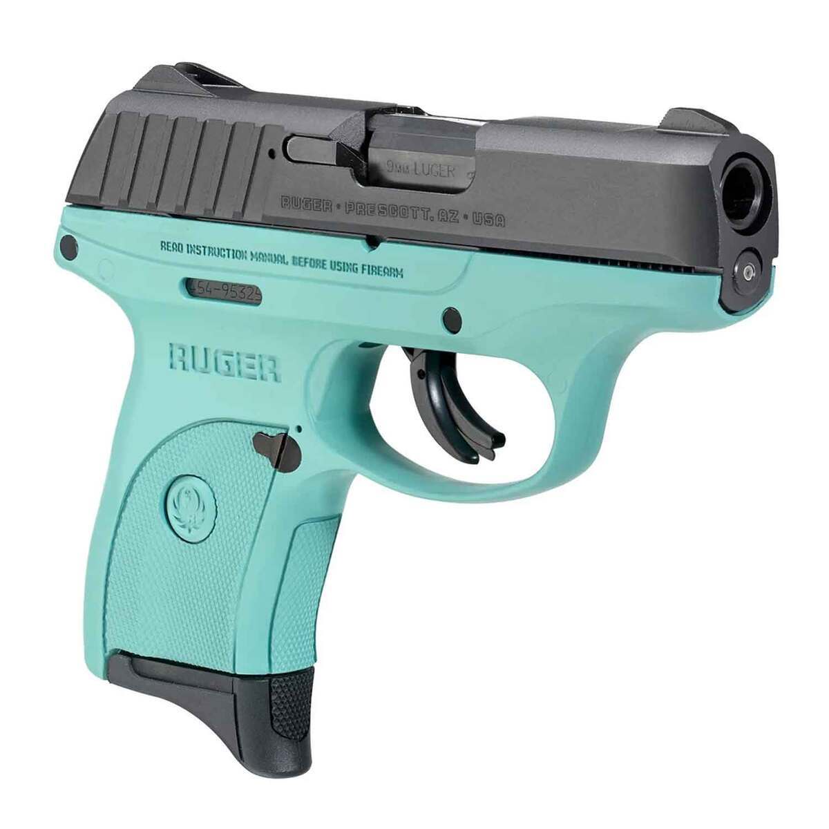 Ruger EC9s 9mm Luger 3.12in Black/Turquoise Pistol - 7+1 Rounds - Blue Ruger EC9s 9mm Luger 3.12in Black/Turquoise Pistol - 7+1 Rounds - Blue