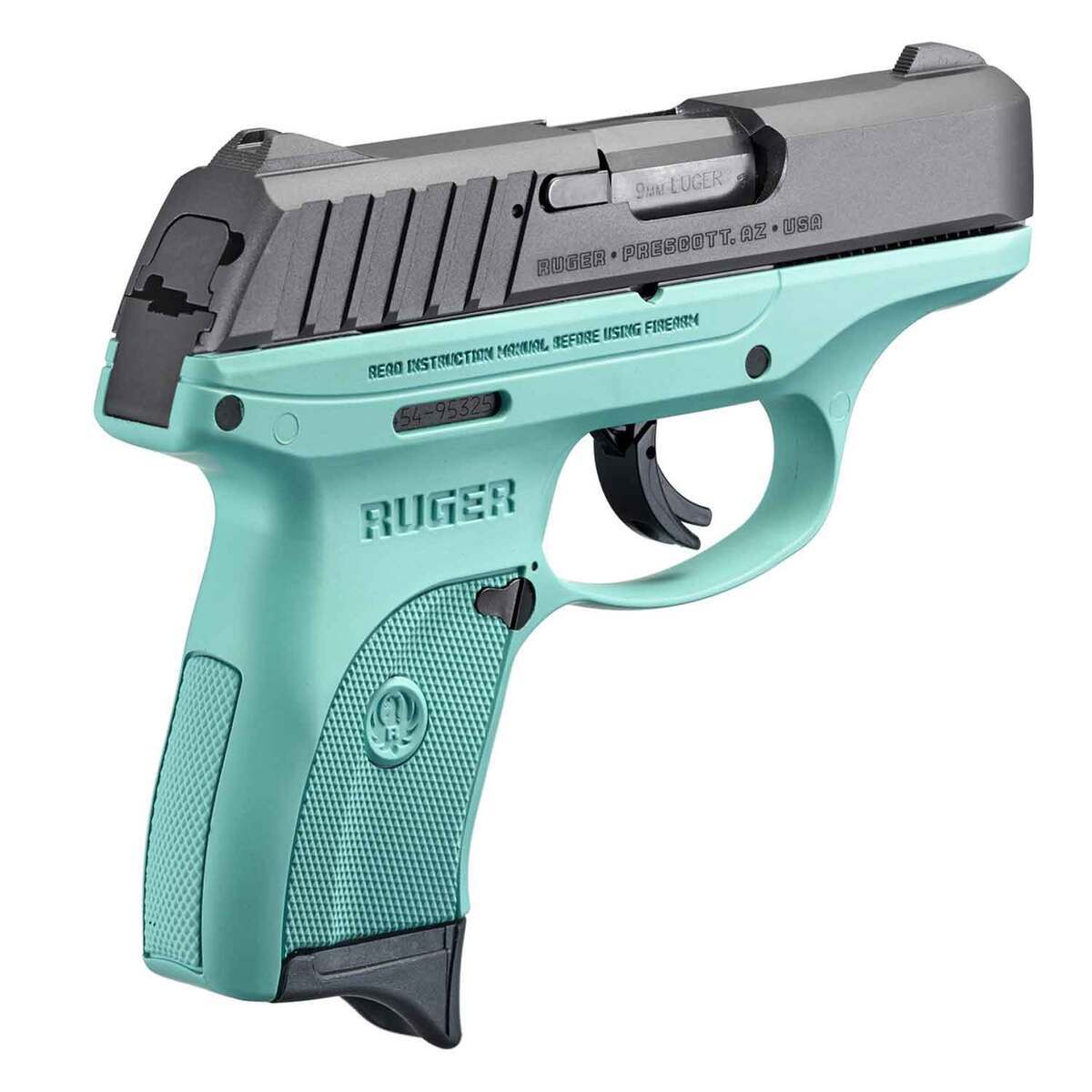 Ruger EC9s 9mm Luger 3.12in Black/Turquoise Pistol - 7+1 Rounds - Blue Ruger EC9s 9mm Luger 3.12in Black/Turquoise Pistol - 7+1 Rounds - Blue