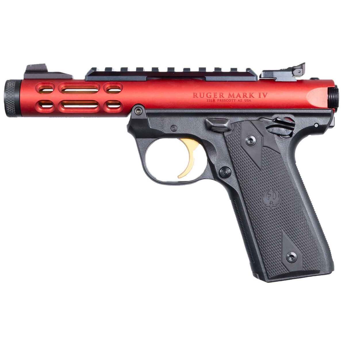 Basic Red 22 Ruger Mark IV 22 Long Rifle 4.4in Red Pistol - 10+1 Rounds | Sportsman ...