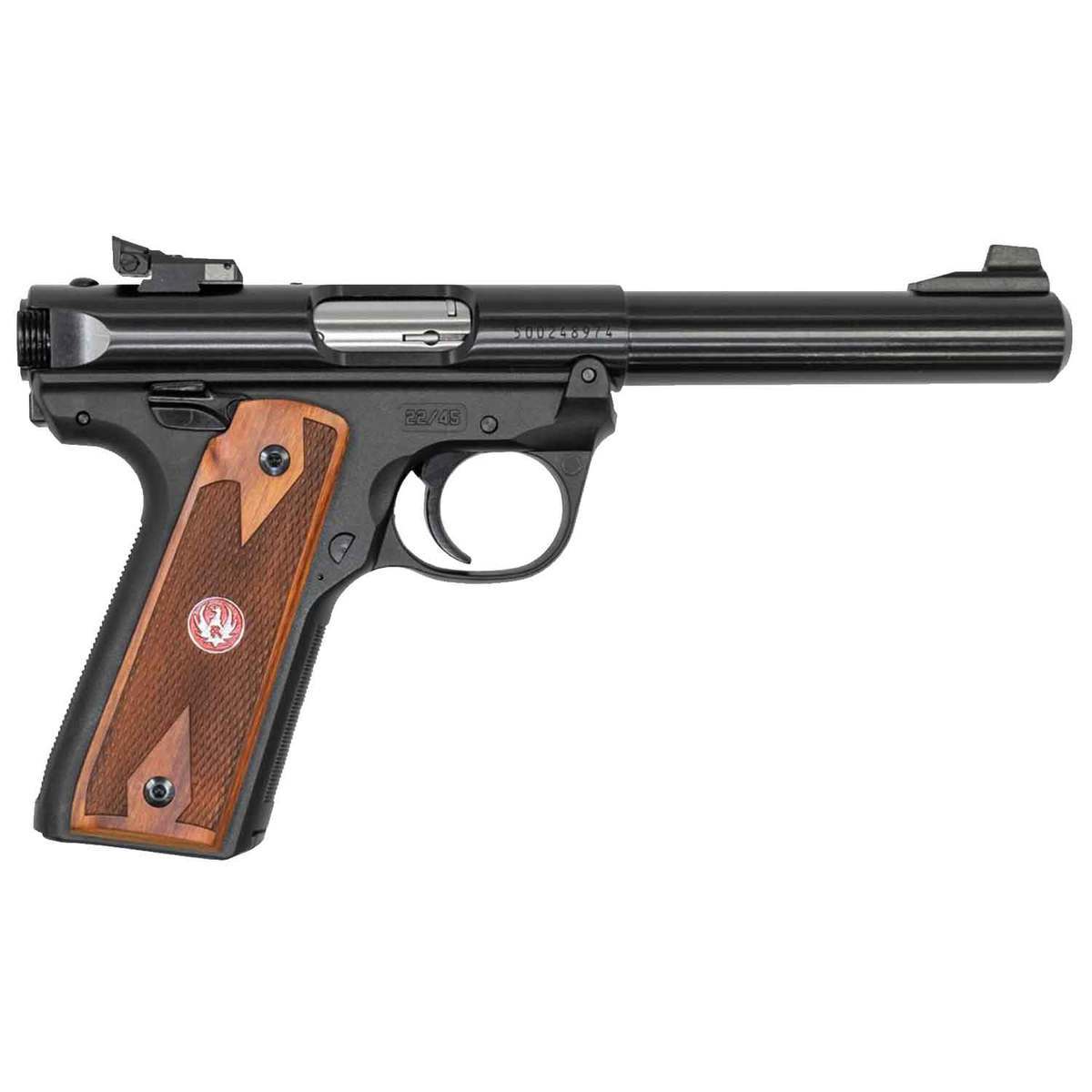 Ruger Mark IV 22/45 22 Long Rifle 5.5in Wood/Blued Pistol - 10+1 Rounds - Black Ruger Mark IV 22/45 22 Long Rifle 5.5in Wood/Blued Pistol - 10+1 Rounds - Black