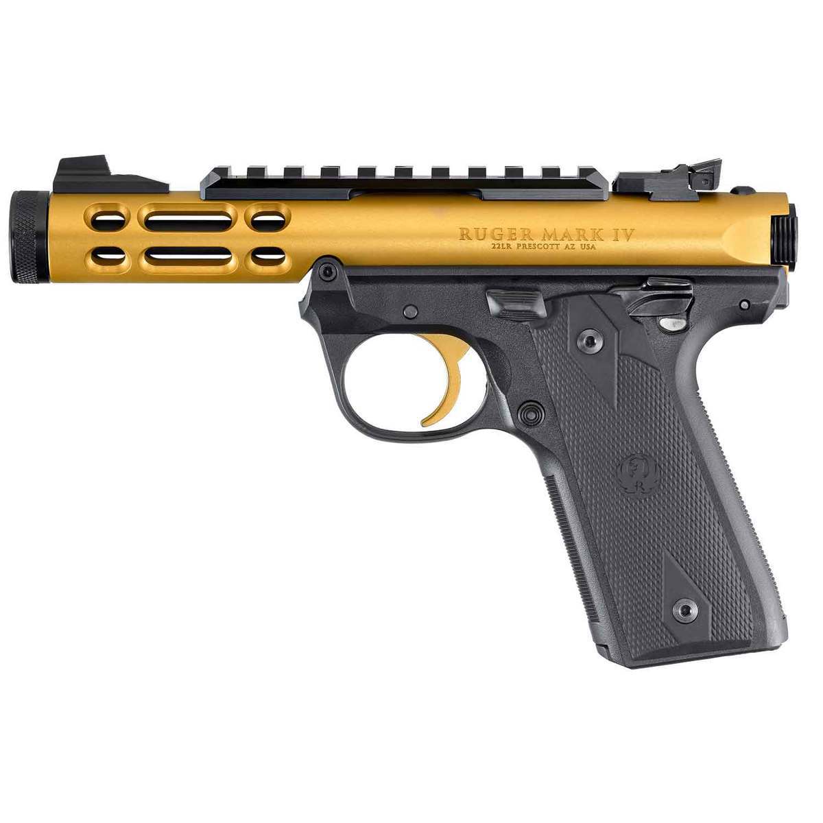 Ruger Mark IV 22/45 Lite 22 Long Rifle 4.4in Gold Anodized Pistol - 10+1 Rounds Ruger Mark IV 22/45 Lite 22 Long Rifle 4.4in Gold Anodized Pistol - 10+1 Rounds